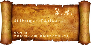 Wilfinger Adalbert névjegykártya